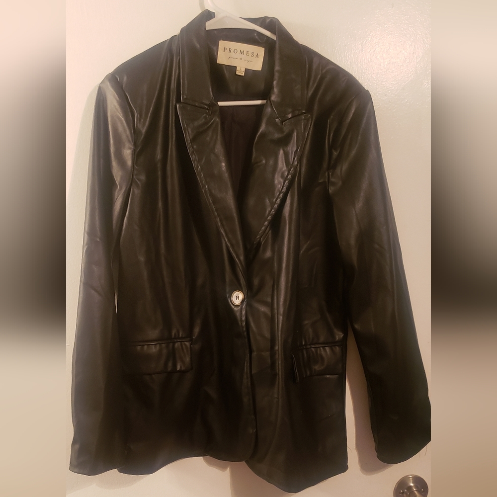 Lauriebelles faux leather blazer